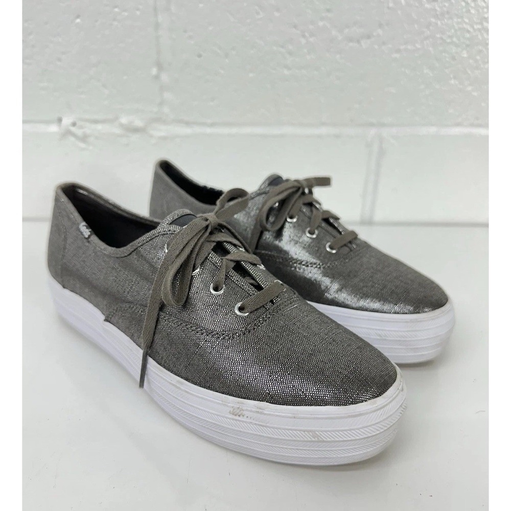 Keds Triple Lurex Platform Sneaker Gunmetal Silver / Women's 7.5